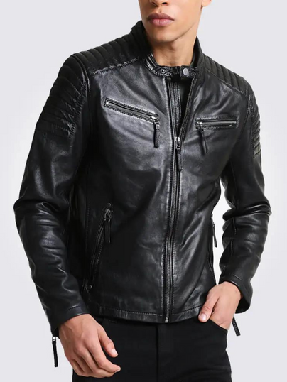 Men’s Quilted Black Leather Jacket Men’s Quilted Black Leather Jacket