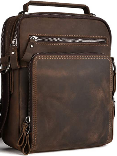 Men Vintage Shoulder Genuine Leather Handbag