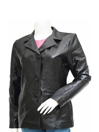 Women’s Casual Black Leather Blazer Women’s Casual Black Leather Blazer