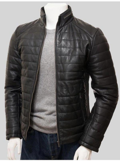 Men’s Quilted Casual Wear Black Leather Jacket Men’s Quilted Casual Wear Black Leather Jacket
