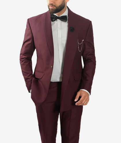 Mens Stanley Shawl Lapel Burgundy Suit Mens Stanley Shawl Lapel Burgundy Suit