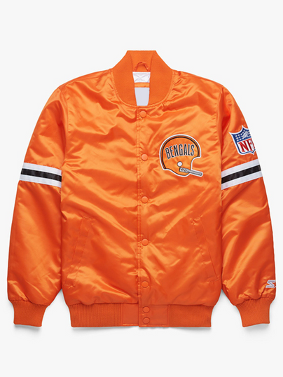 Mens Orange Satin Bengals Starter Varsity Jacket Mens Orange Satin Bengals Starter Varsity Jacket