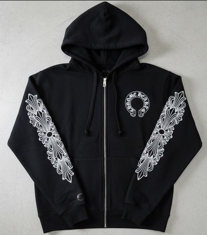 Unisex Chrome Hearts Black Floral Cross Hoodie