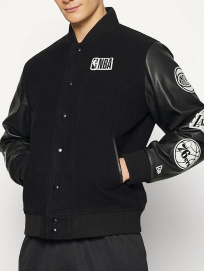 Mens NBA Multi Team Patch Varsity Jacket