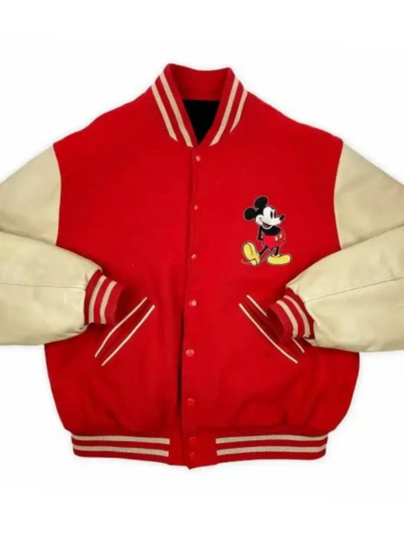 Mickey Mouse Vintage Varsity Red Jacket