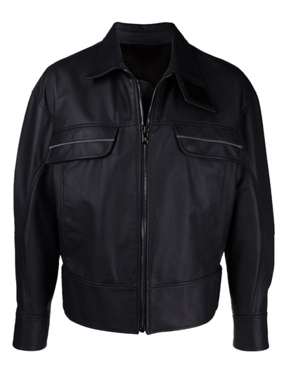 Mens Ferrari Short Black Leather Jacket