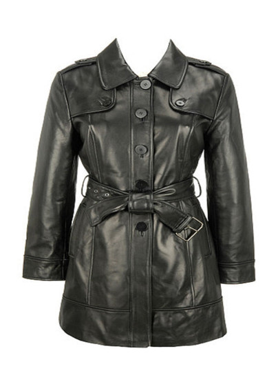 Women Equo Plus Size Black Leather Coat