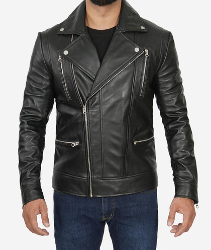 Mens Asymmetrical Black Leather Biker Jacket Mens Asymmetrical Black Leather Biker Jacket