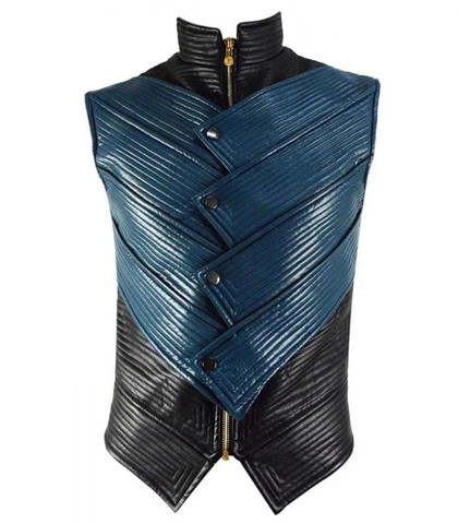Vergil Devil May Cry 5 Blue and Black Leather Vest
