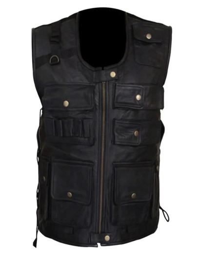 WWE Dean Ambrose Tactical Black Leather Vest