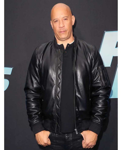 Fast and Furious Vin Diesel Black Bomber Leather Jacket Fast and Furious Vin Diesel Black Bomber Leather Jacket