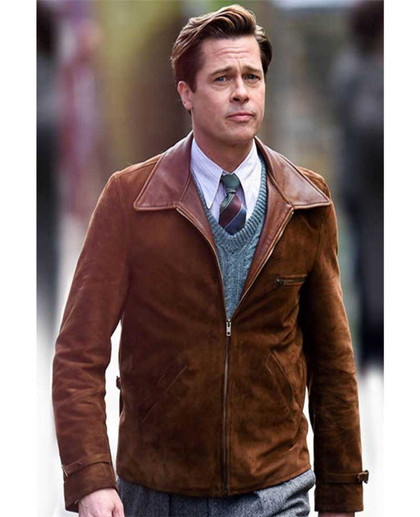 Brad Pitt TV Series Allied Brown Suede Leather Jacket Brad Pitt TV Series Allied Brown Suede Leather Jacket