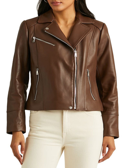 Women's Lambskin Brown Biker Leather Jacket Women's Lambskin Brown Biker Leather Jacket