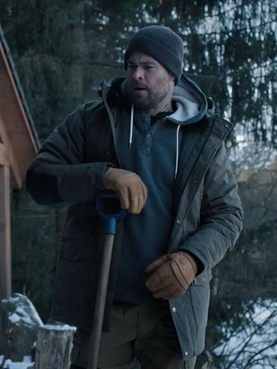 Extraction 2 Chris Hemsworth Black Hooded Jacket Extraction 2 Chris Hemsworth Black Hooded Jacket
