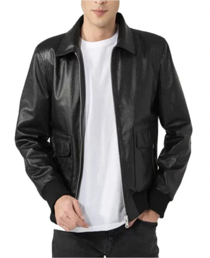 New Mens Black Bomber Moto Leather Jacket New Mens Black Bomber Moto Leather Jacket