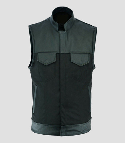 Mens Black Quilted Anarchy Motorcycle Club Vest Mens Black Quilted Anarchy Motorcycle Club Vest