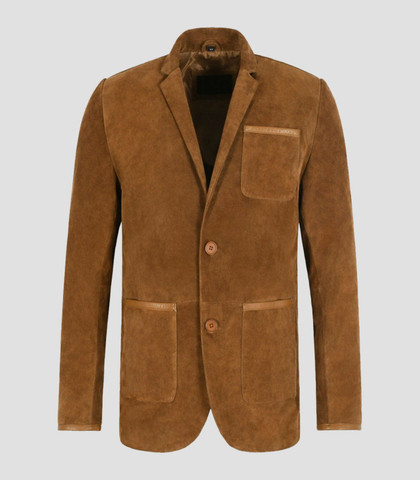 Mens Modish Camel Brown Leather Blazer