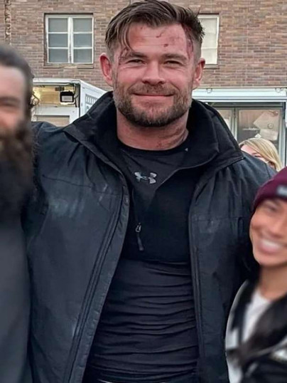 Extraction 2 Chris Hemsworth Stand-Up Collar Black Jacket