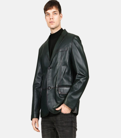 Mens Dark Green Leather Blazer Mens Dark Green Leather Blazer