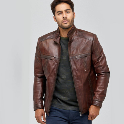 Mens Stylish Brown Moto Jacket Mens Stylish Brown Moto Jacket