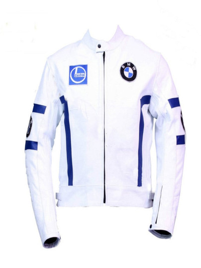 BMW White Racer Leather Jacket