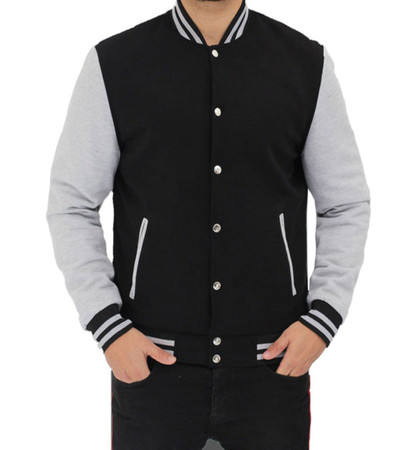 Men's Stylish Grey and Black Varsity Jacket Men's Stylish Grey and Black Varsity Jacket