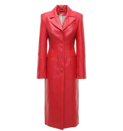 Brand New Glamorous Womens Red Leather Trench Coat Brand New Glamorous Womens Red Leather Trench Coat