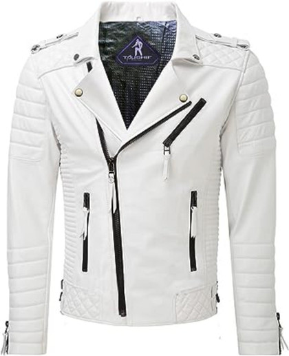 Mens Slim Fit White Leather Jacket Mens Slim Fit White Leather Jacket