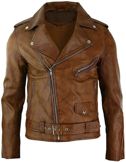 Mens Vintage Brown Brando Style Motorcycle Jacket Mens Vintage Brown Brando Style Motorcycle Jacket