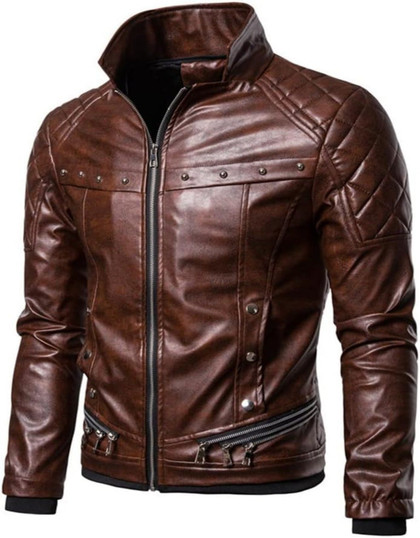 Mens Warm Slim Windproof Motorcycle Jacket