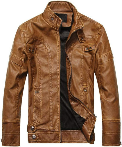 Men's Vintage Stand Collar Motorcycle Leather Jacket Men's Vintage Stand Collar Motorcycle Leather Jacket