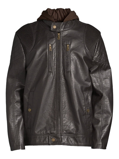 Men's Dark Brown Hooded Leather Jacket