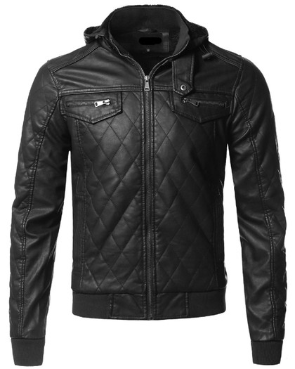 Men's Casual Quilted Black Biker Leather Jacket Men's Casual Quilted Black Biker Leather Jacket