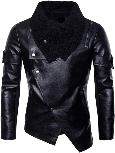 Men's Asymmetrical Shearling Leather Jacket