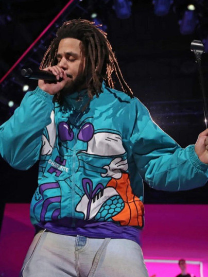 NBA All Star Half­time Per­for­mance J. Cole Starter Charlotte Hor­nets Jack­et