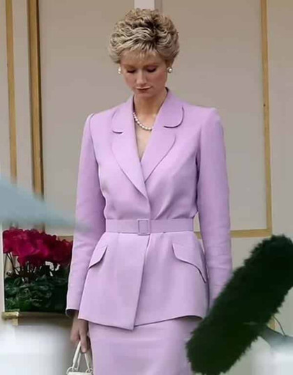 The Crown S05 Princess Diana Purple Wool Coat
