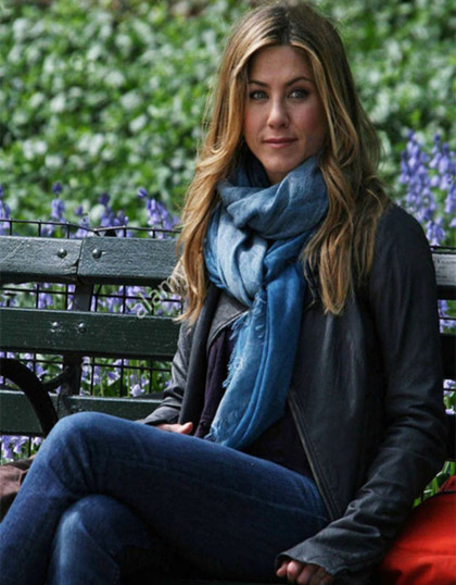 Jennifer Aniston Grey Bomber Leather Jacket