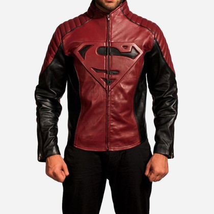 Superman Smallville Maroon Black Leather Jacket Superman Smallville Maroon Black Leather Jacket