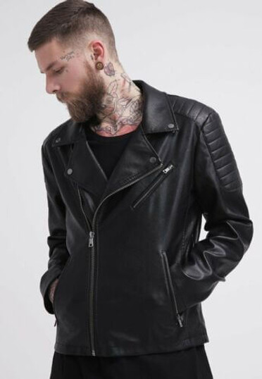 Mens Rogue Black Leather Moto Jacket