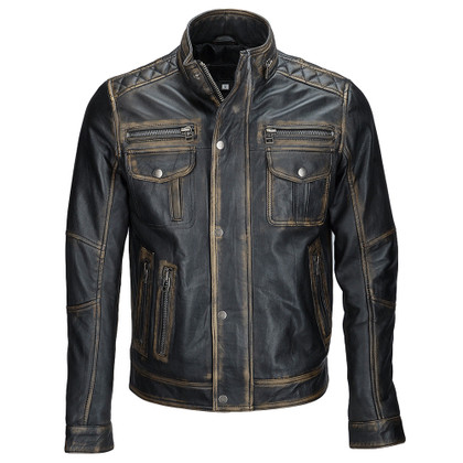 Mens Vintage Cafe Racer Distressed Leather Jacket Mens Vintage Cafe Racer Distressed Leather Jacket
