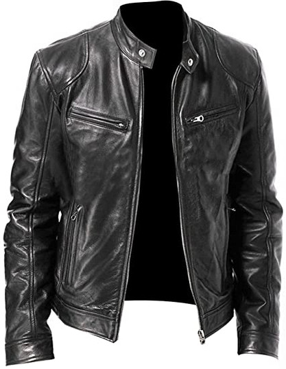 Mens Slim Fit Cafe Racer Black Real Leather Jacket Mens Slim Fit Cafe Racer Black Real Leather Jacket