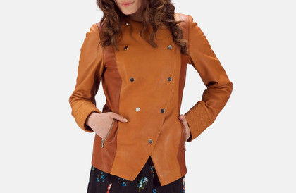 Women Overlap Leather Jacket