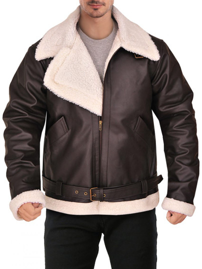 Men's Gusto Brown Leather Shearling Jacket Men's Gusto Brown Leather Shearling Jacket