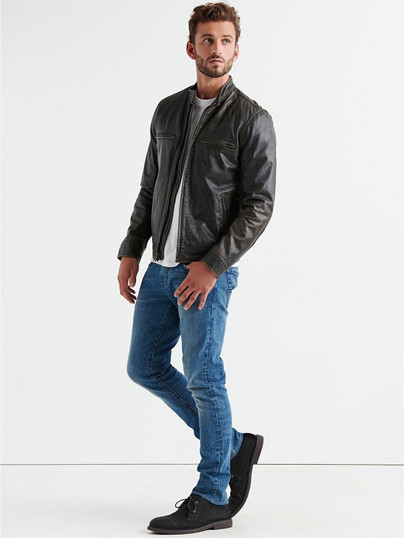 Faded Black Mens Leather Jacket