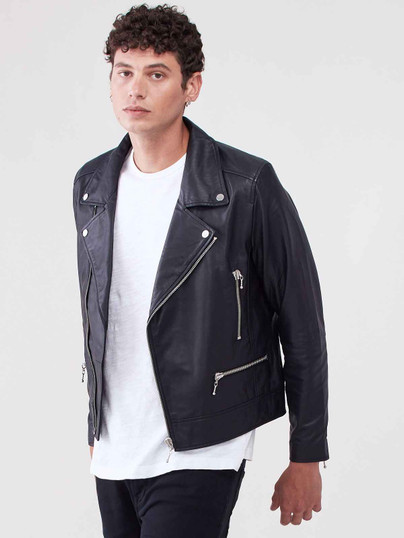 Men Black LeathBlack Leather Biker Jacket For Men