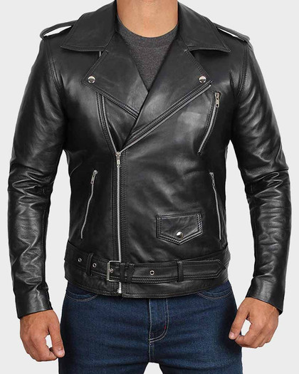 Asymmetrical Style Black Leather Jacket For Men Asymmetrical Style Black Leather Jacket For Men