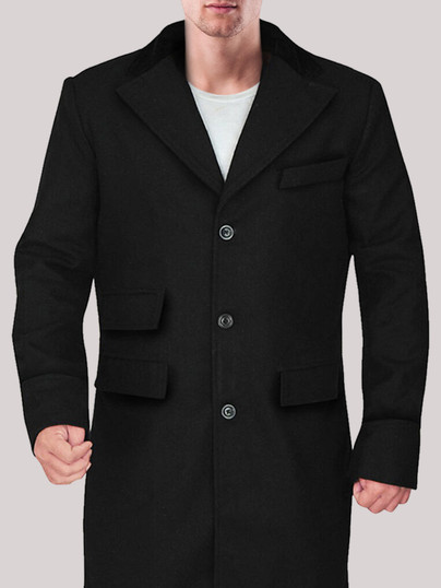 Men's Black Stylish Wool Coat