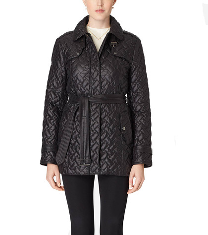 Women's Quilted Trench Coat In Black