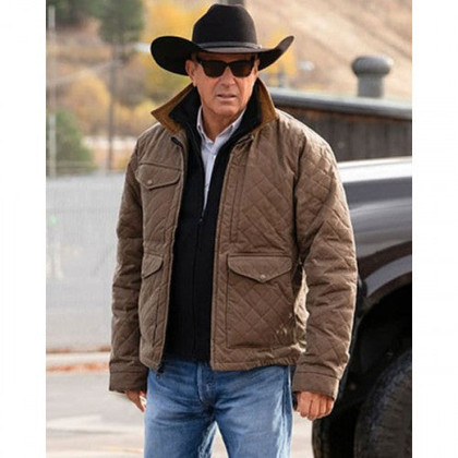 Kevin Costner Yellowstone John Dutton Brown Season 4 Quilted Cotton Jacket Kevin Costner Yellowstone John Dutton Brown Season 4 Quilted Cotton Jacket