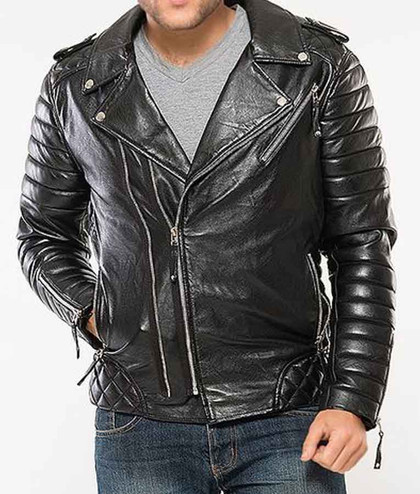 Men’s Arnold Terminator Black Leather Biker Jacket
